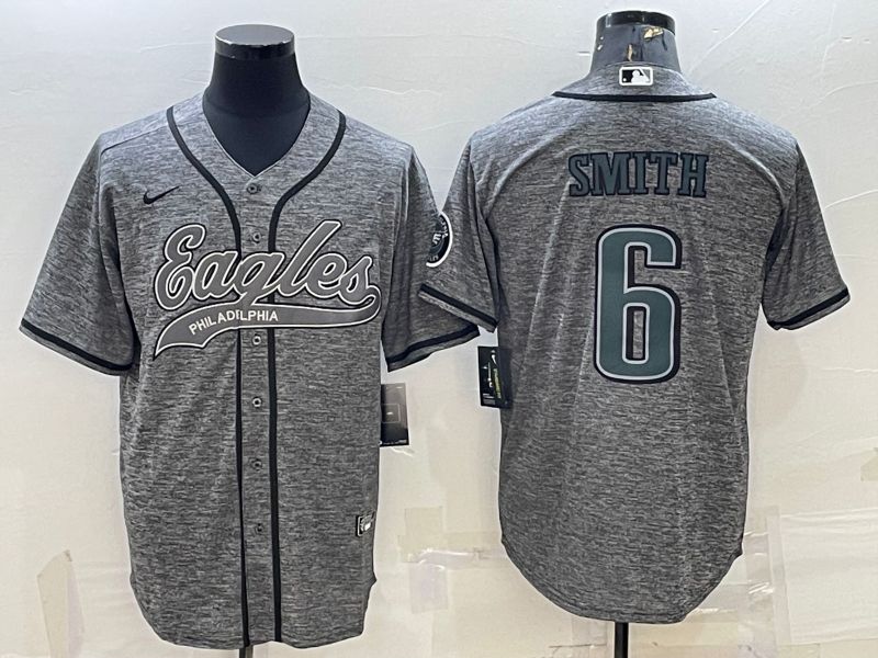 Men Philadelphia Eagles #6 Smith Grey hemp ash 2022 Nike Co branded NFL Jerseys